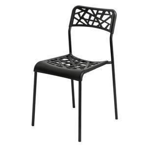 Chaise ajourée - Acier et polypropylène - 42 x 47,5 x H 78,5 cm - Noir