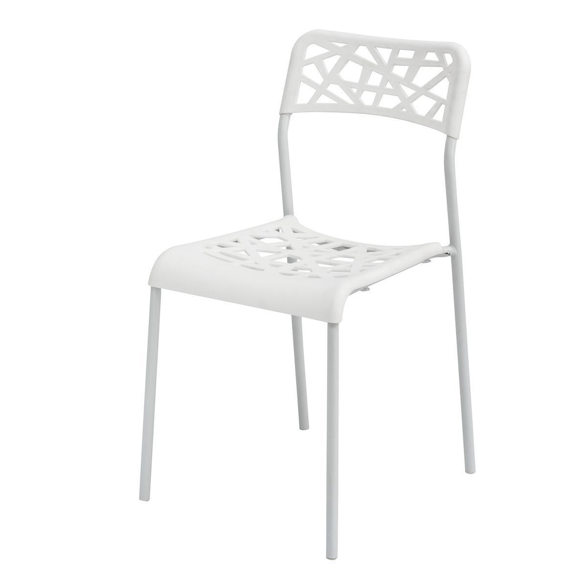 Chaise ajourée - Acier et polypropylène - 42 x 47,5 x H 78,5 cm - Blanc