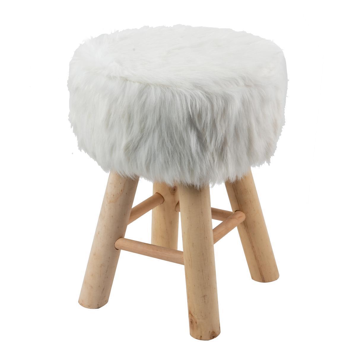 Tabouret d'appoint Yéti - ø 28 x H 40 cm - Blanc