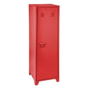 Casier avec porte + 2 étagères - Métal - 40 x 40 H 120 cm - Rouge