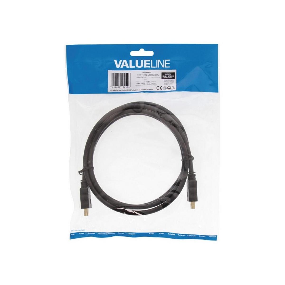 Câble HDMI/Ethernet - Acier et plastique - 1,5 m - Noir