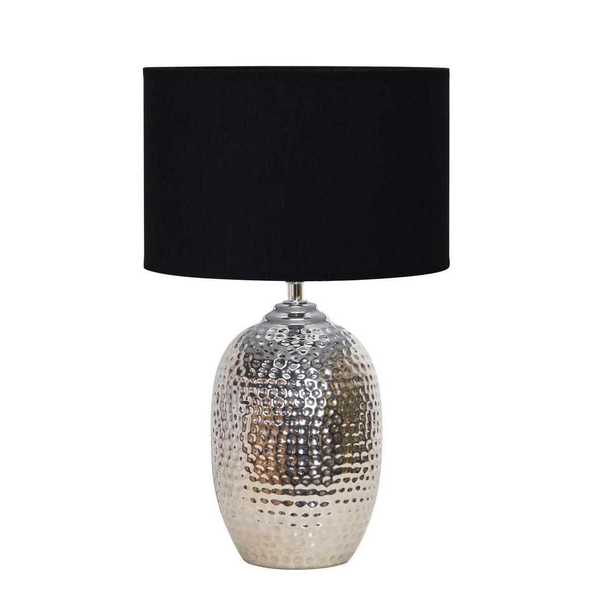 Lampe à poser - Céramique et coton - Ø 23 x H 37 cm - Noir