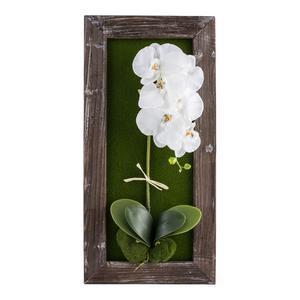 Tableau floral déco orchidée artificielle - Plastique et tissu - 38 x H 60 cm - Rose ou blanc