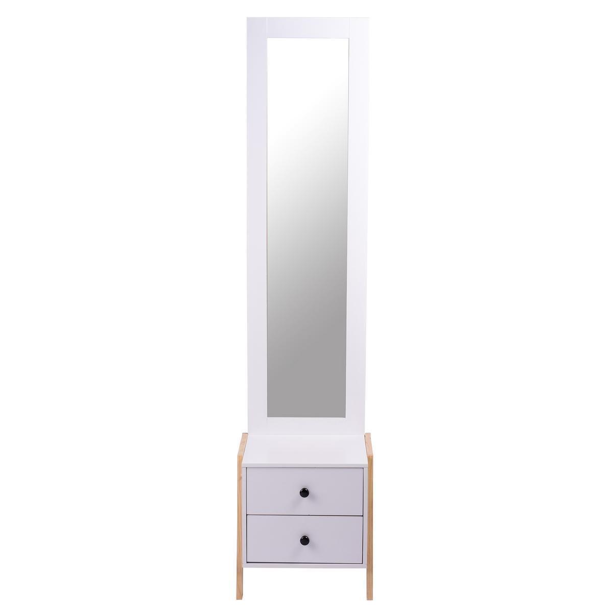 Meuble d'entrée Scandinave - Pin et mdf - 40 x 34 x H 170 cm - Blanc