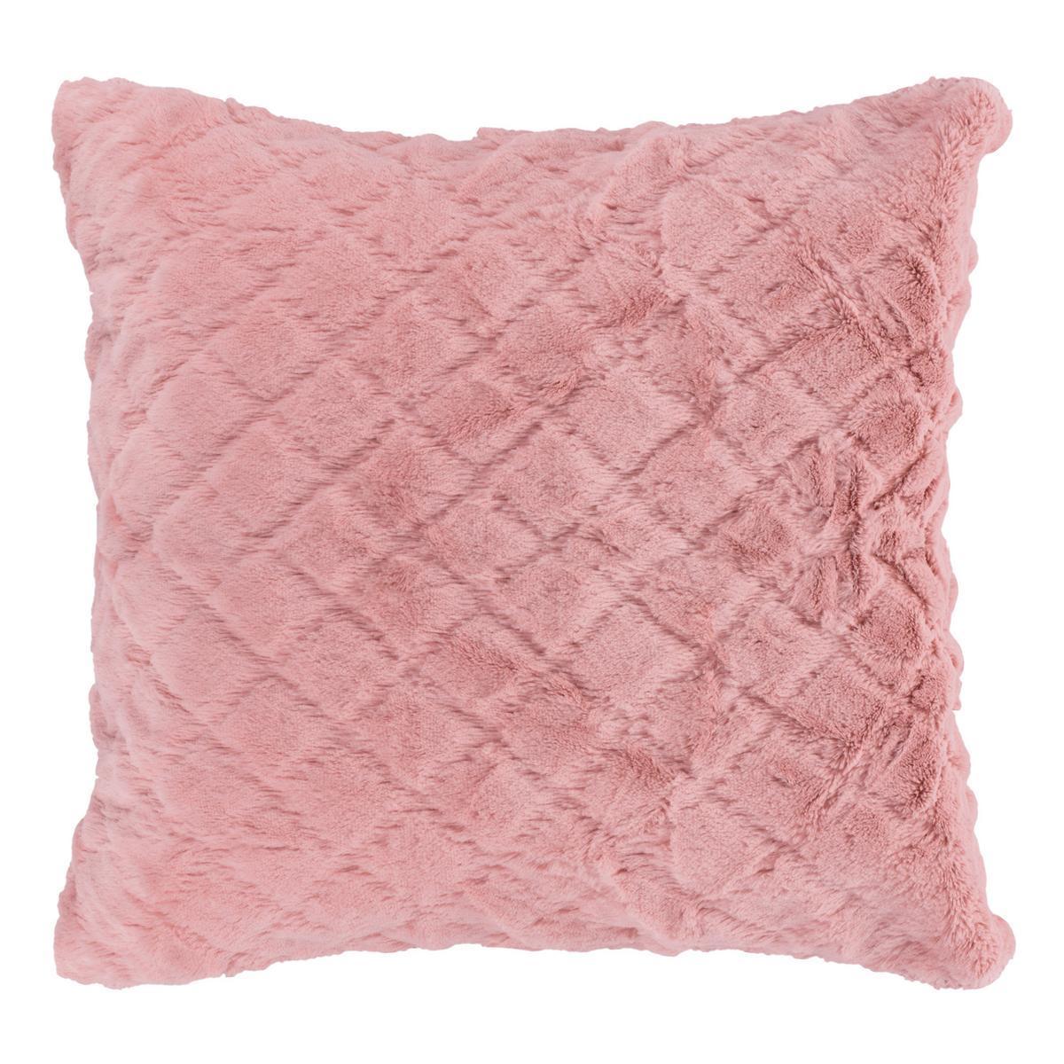 Coussin effet strié - 100 % polyester - 40 x 40 cm - Rose