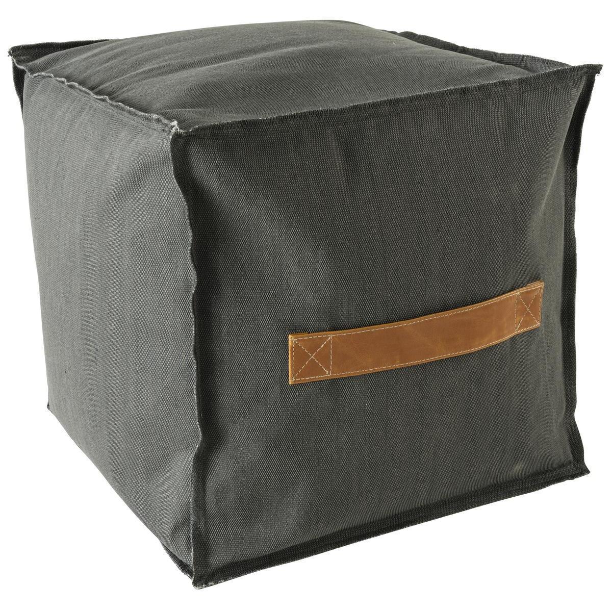 Coussin cube Relax - Coton - 40 x 40 x H 40 cm - Gris