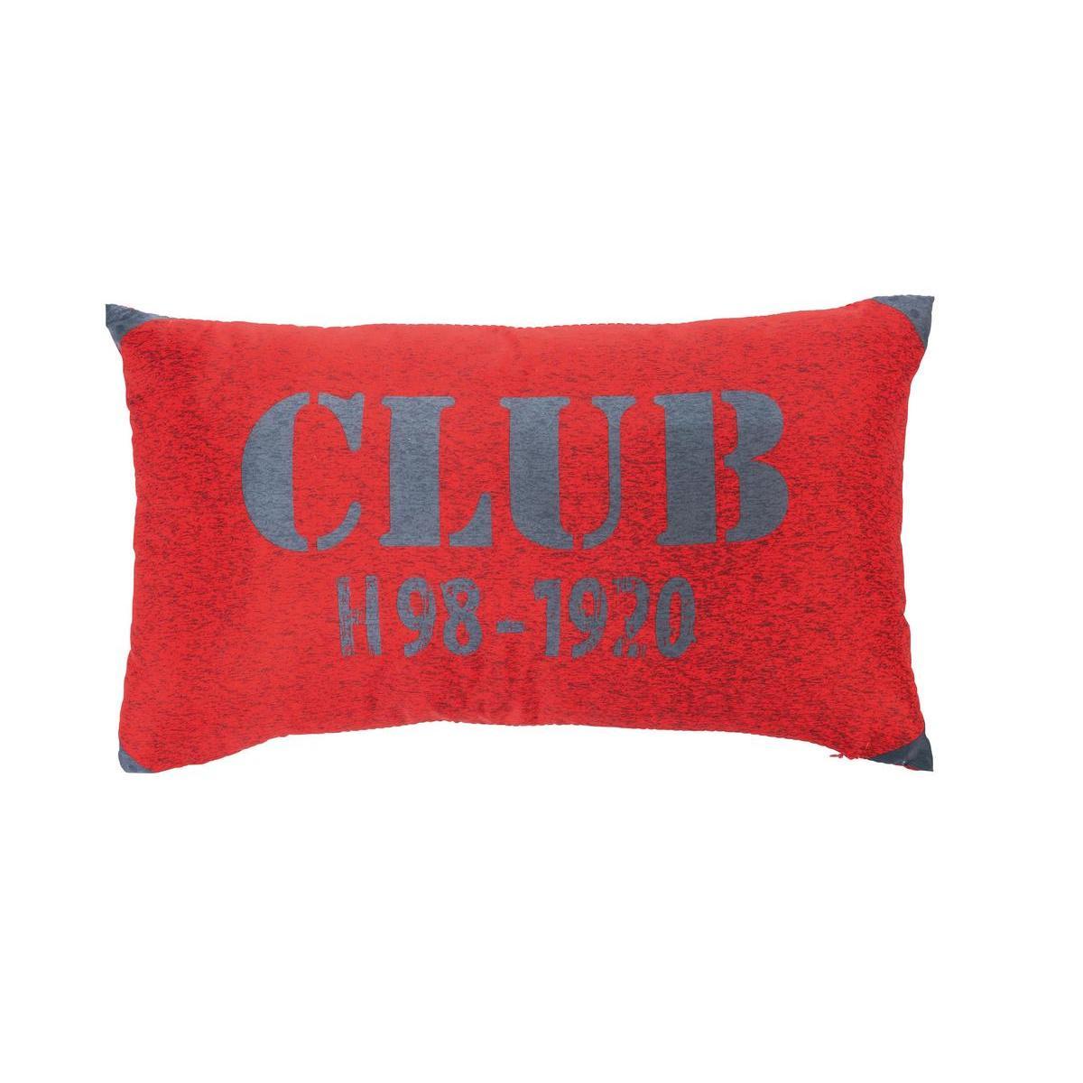 Coussin Club - 100 % polyester - 30 x 50 cm - Rouge et noir