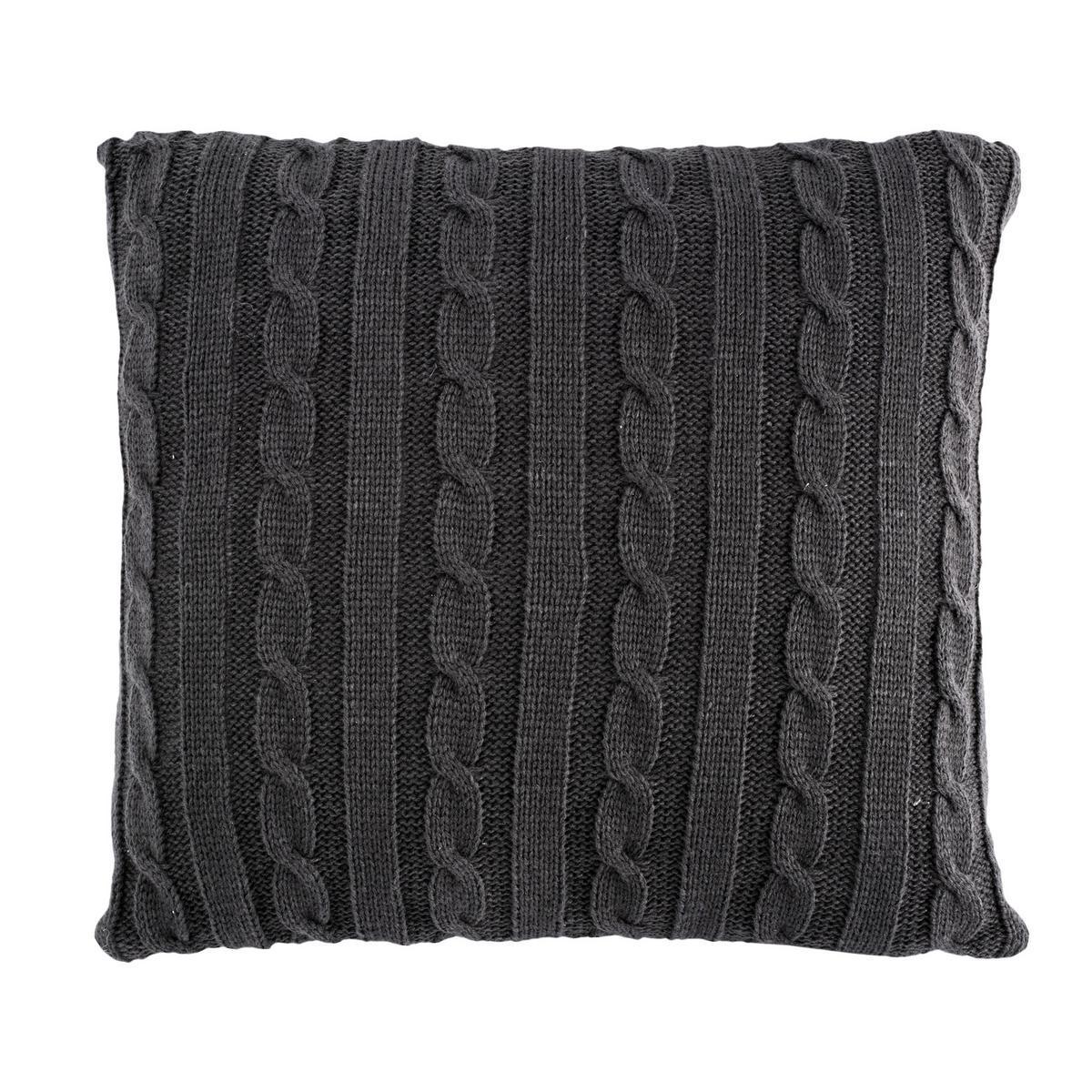 Coussin tricot - 100 % acrylique - 45 x 45 cm - Noir