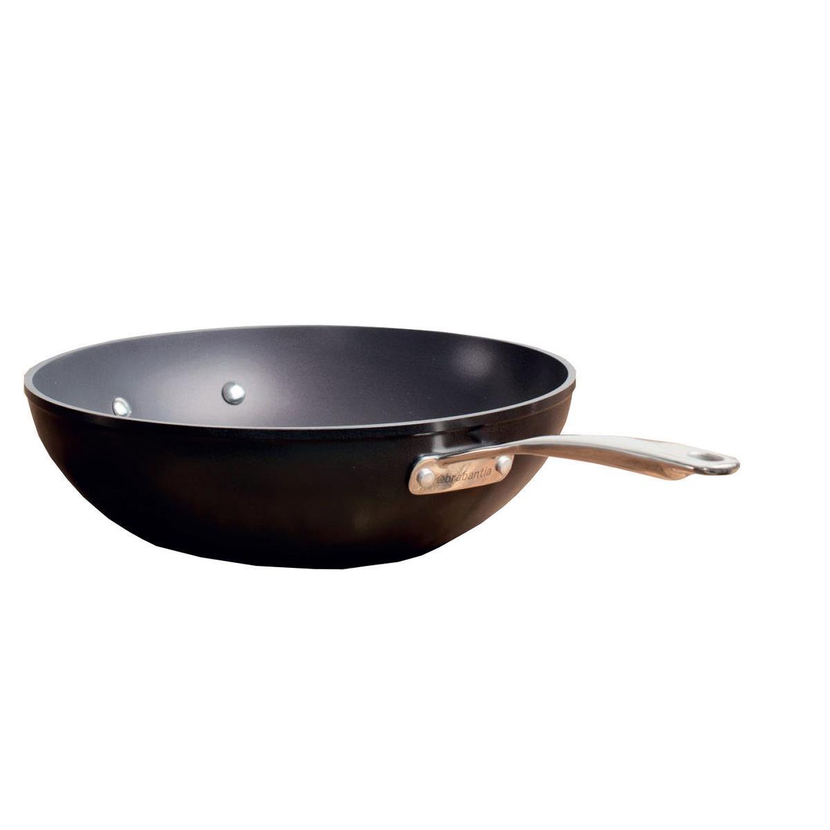 Wok 2 poignées - Aluminium forgé et acier inoxydable - Ø 30 cm - Noir