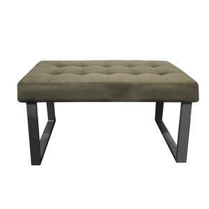 Banquette effet velours - Fer et polyester - 76 x 40 x H 42 cm - Gris et taupe