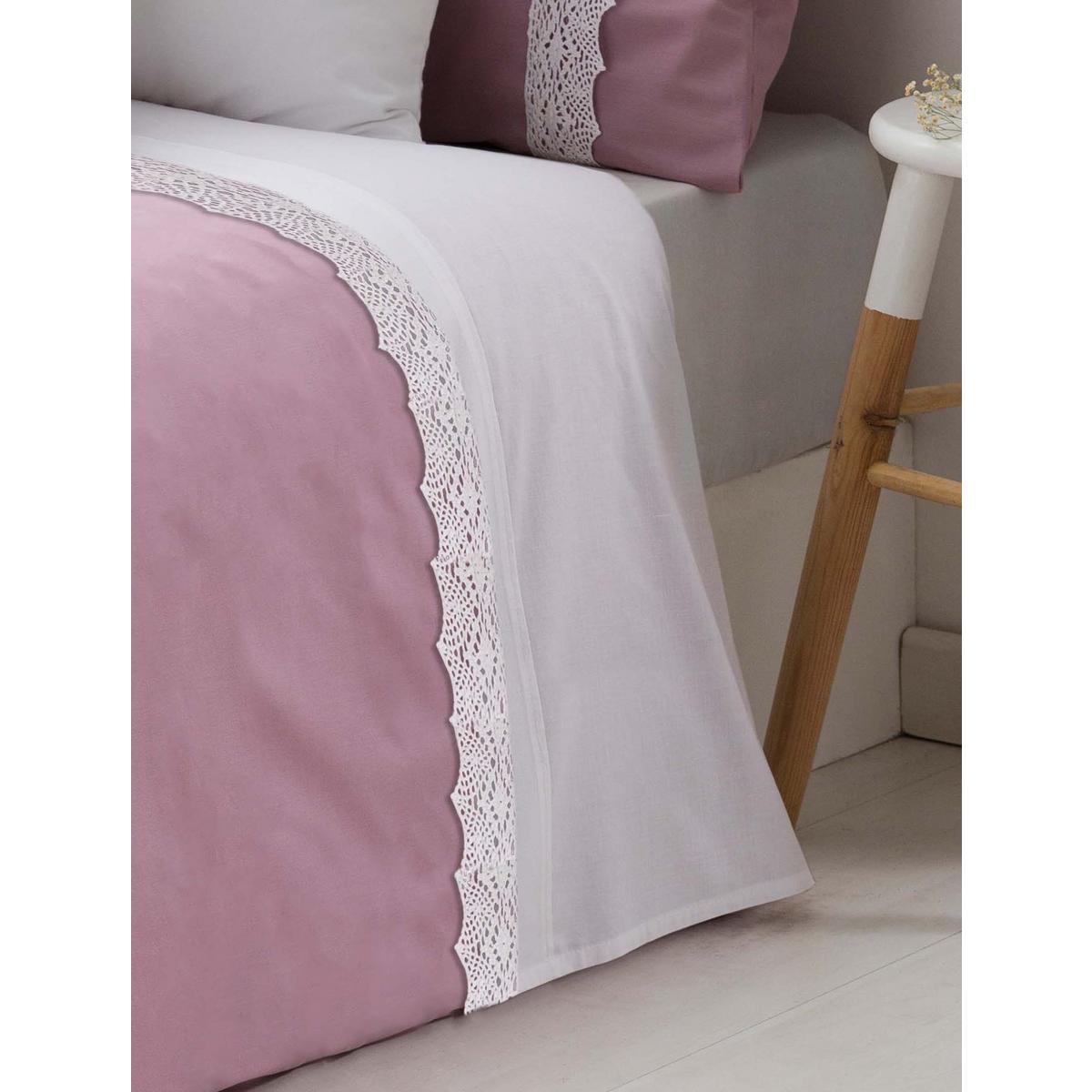 Drap de lit à crochets - 100 % coton - 240 x 290 cm - Blanc