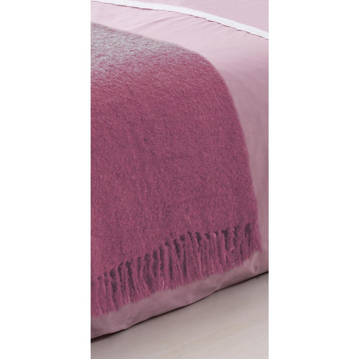 Couvre-lit à franges - 100 % polyester - 150 x 200 cm - Rose