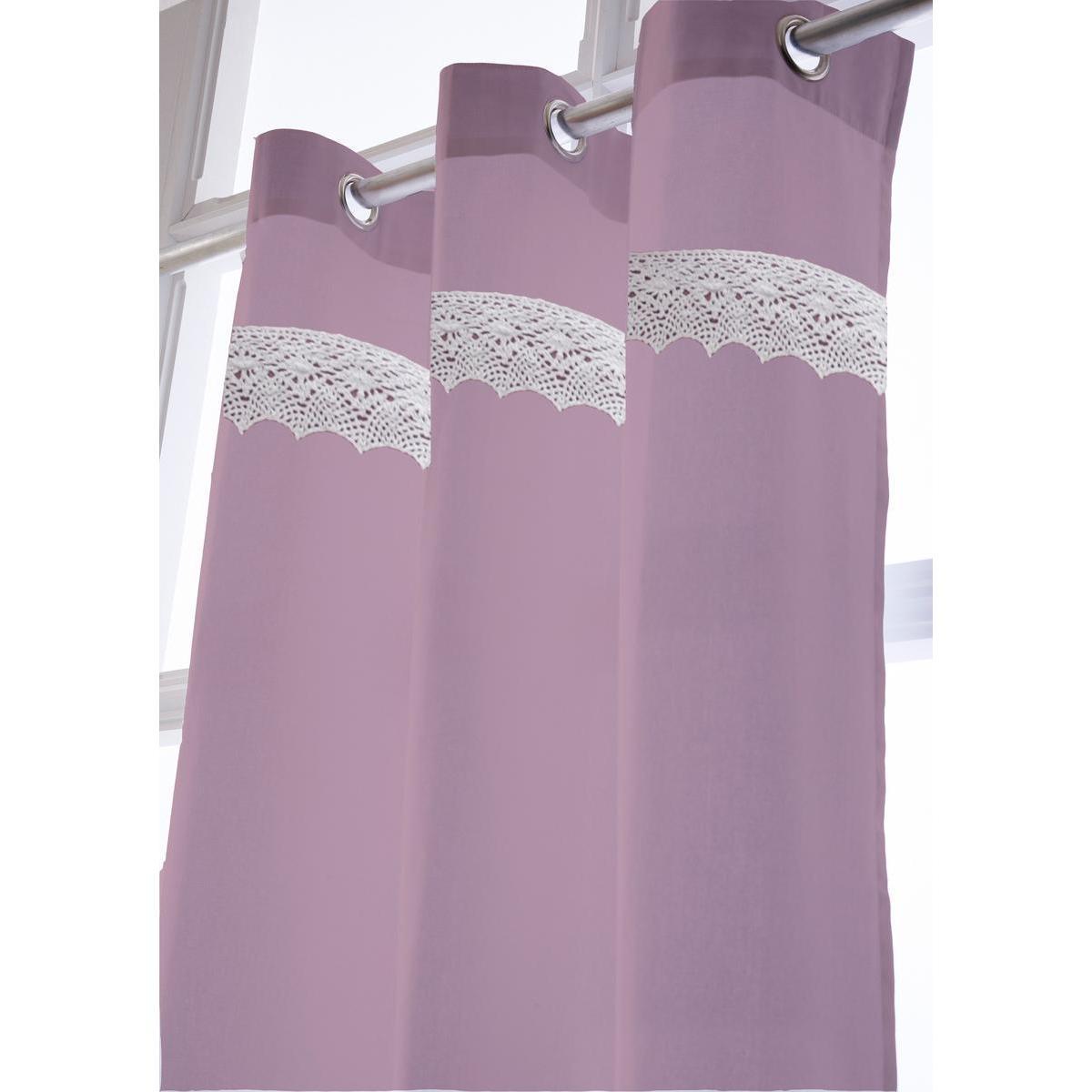 Rideau à crochets - 100 % coton - 140 x 250 cm - Violet