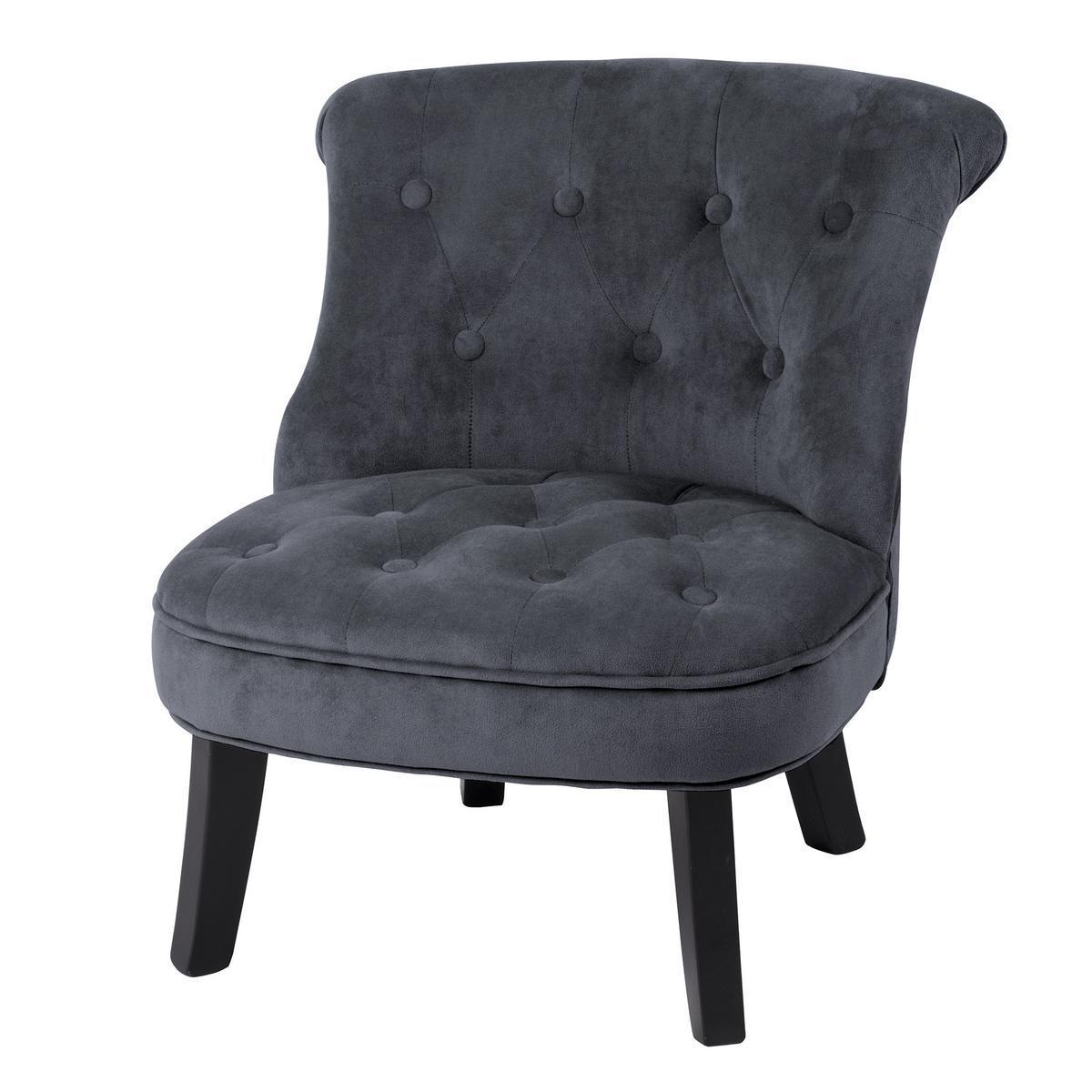 Fauteuil Crapaud pour enfants - Polyester, contreplaqué, pin et peuplier - 45 x 46 x H 51 cm - Gris