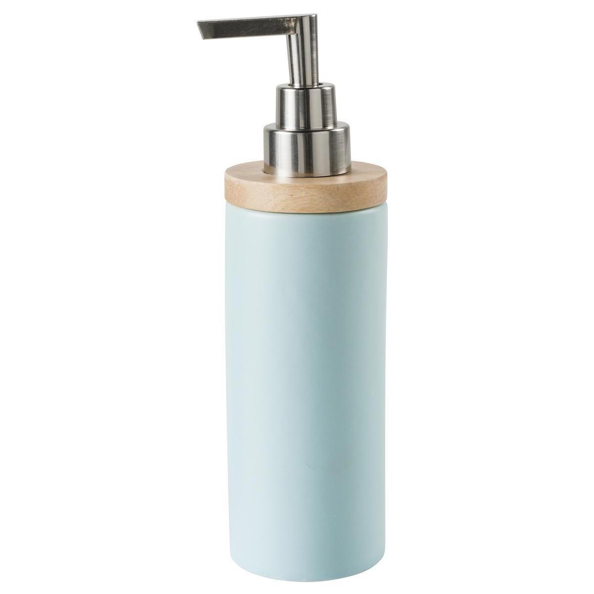 Distributeur de savon - Céramique et bambou - Ø 6,2 x H 21 cm - Bleu