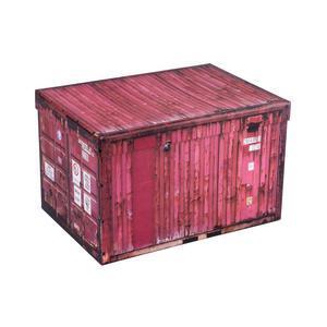 Boîte de rangement style container - Carton - 27,5 x 19,5 x H 17 cm - Rouge