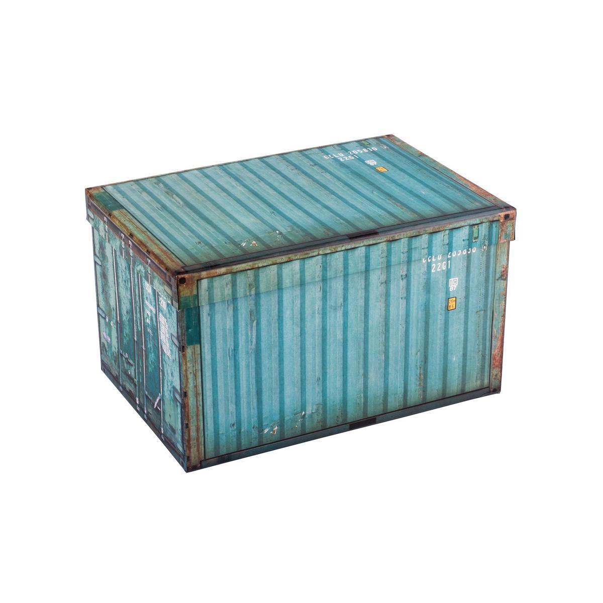 Boîte de rangement style container - Carton - 25,5 x 17,5 x H 15 cm - Vert