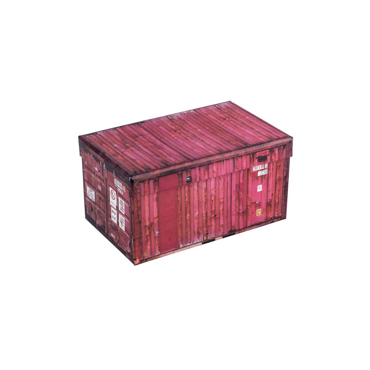 Boîte de rangement style container - Carton - 21,5 x 13,5 x H 11 cm - Rouge