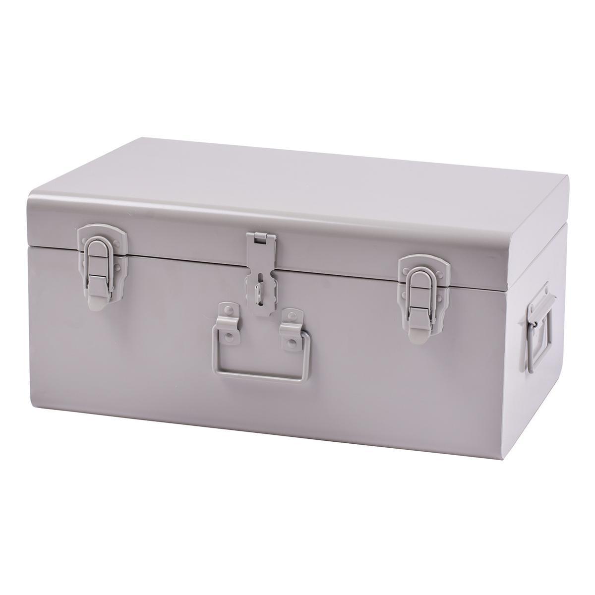 Malle de rangement - Acier - 56 x 35 x H 25 cm - Gris