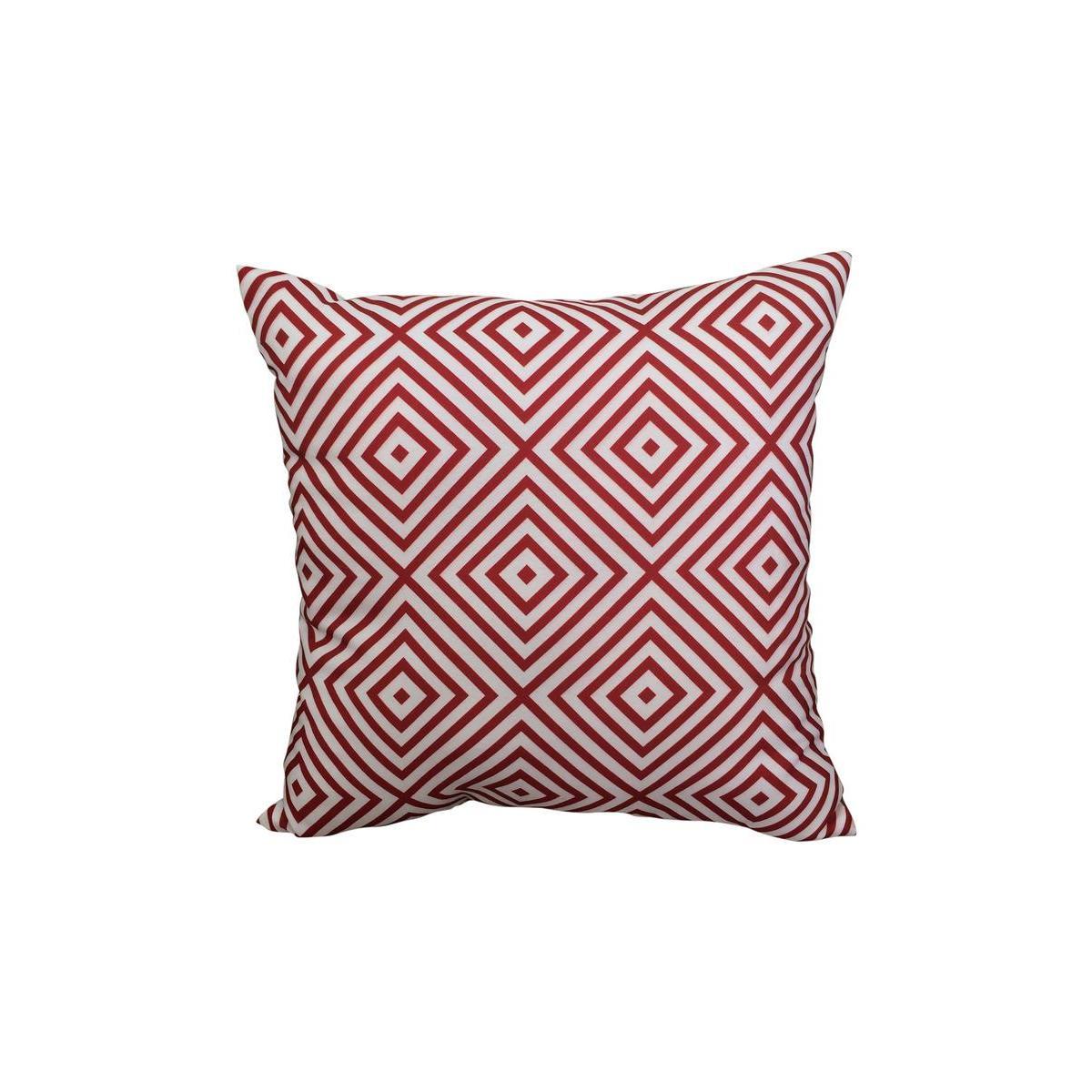 Coussin Graphique - 100 % polyester - 40 x 40 cm - Rouge et blanc