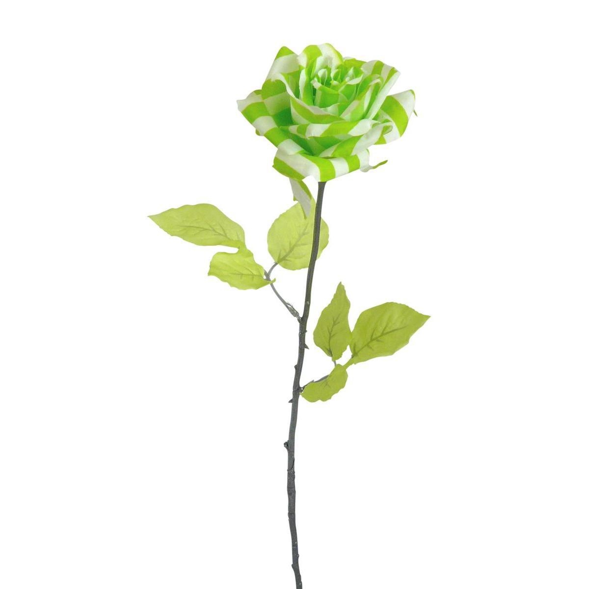 Tige de rose artificielle - Plastique - H 70 cm - Vert ou bleu