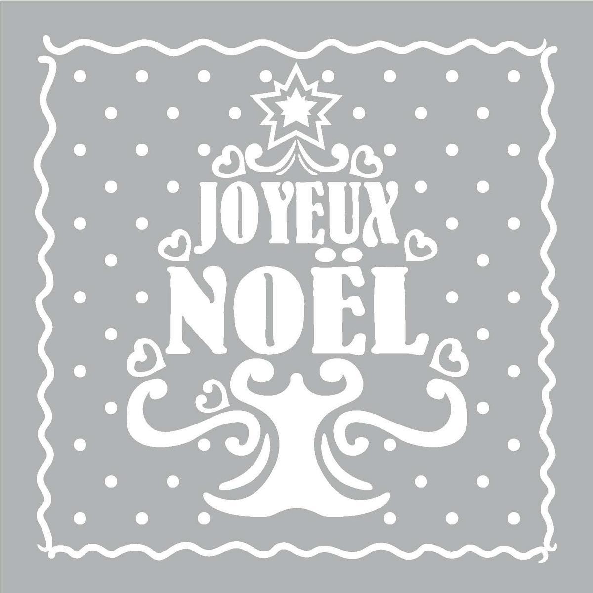 20 serviettes "Joyeux Noël" - 40 x 40 cm - Blanc et argent