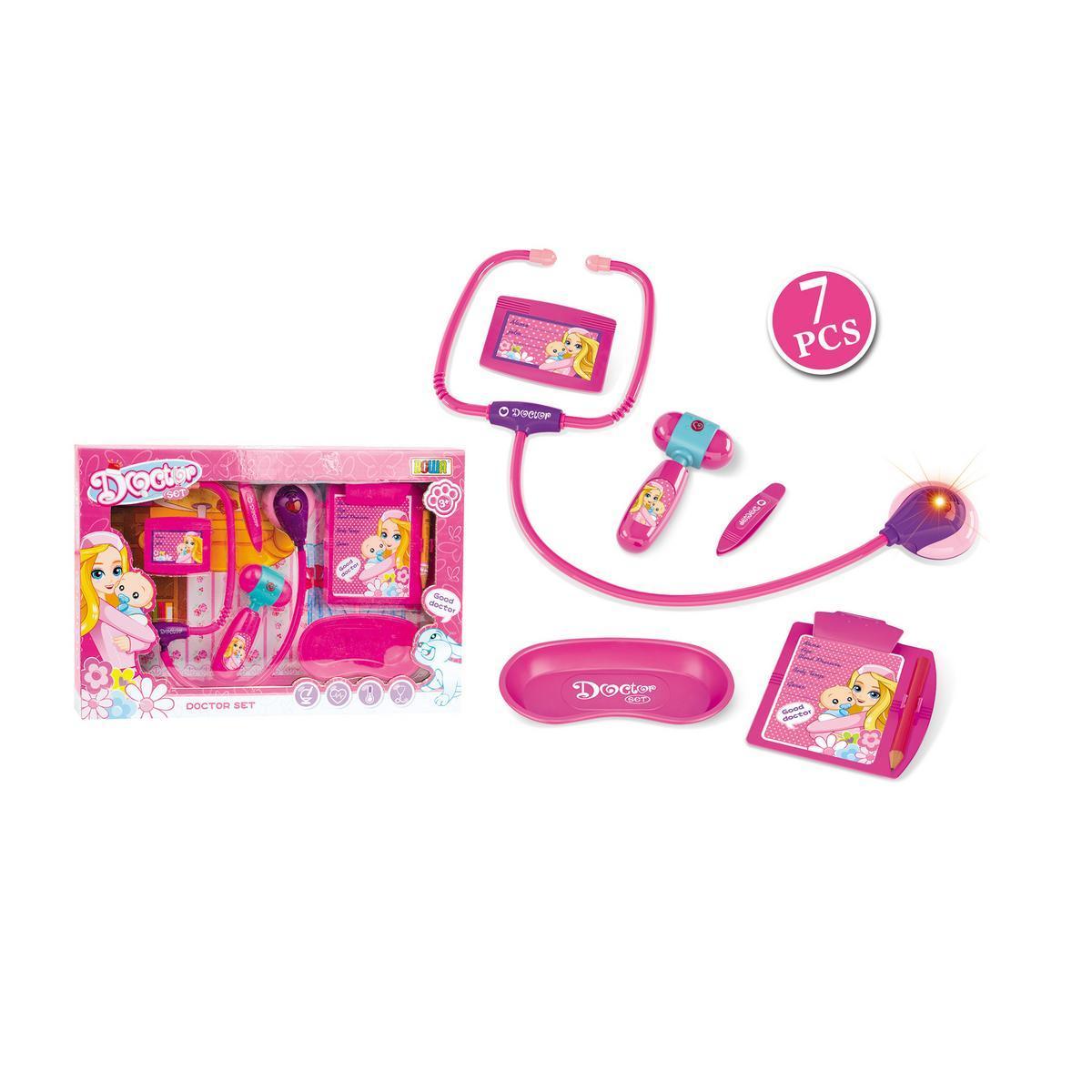 Kit de docteur - PVC et polypropylène - 26 x 39,5 x H 4 cm - Rose