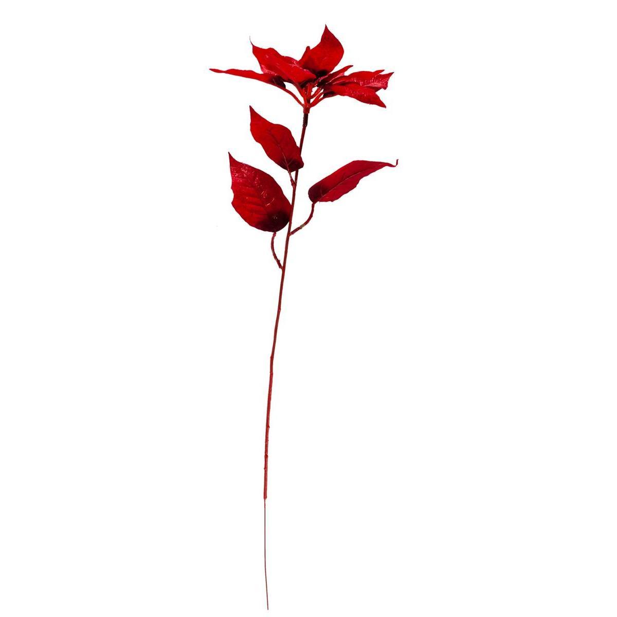 Tige fleur décorative - Carton, plastique et polyester - H 71 cm - Rouge