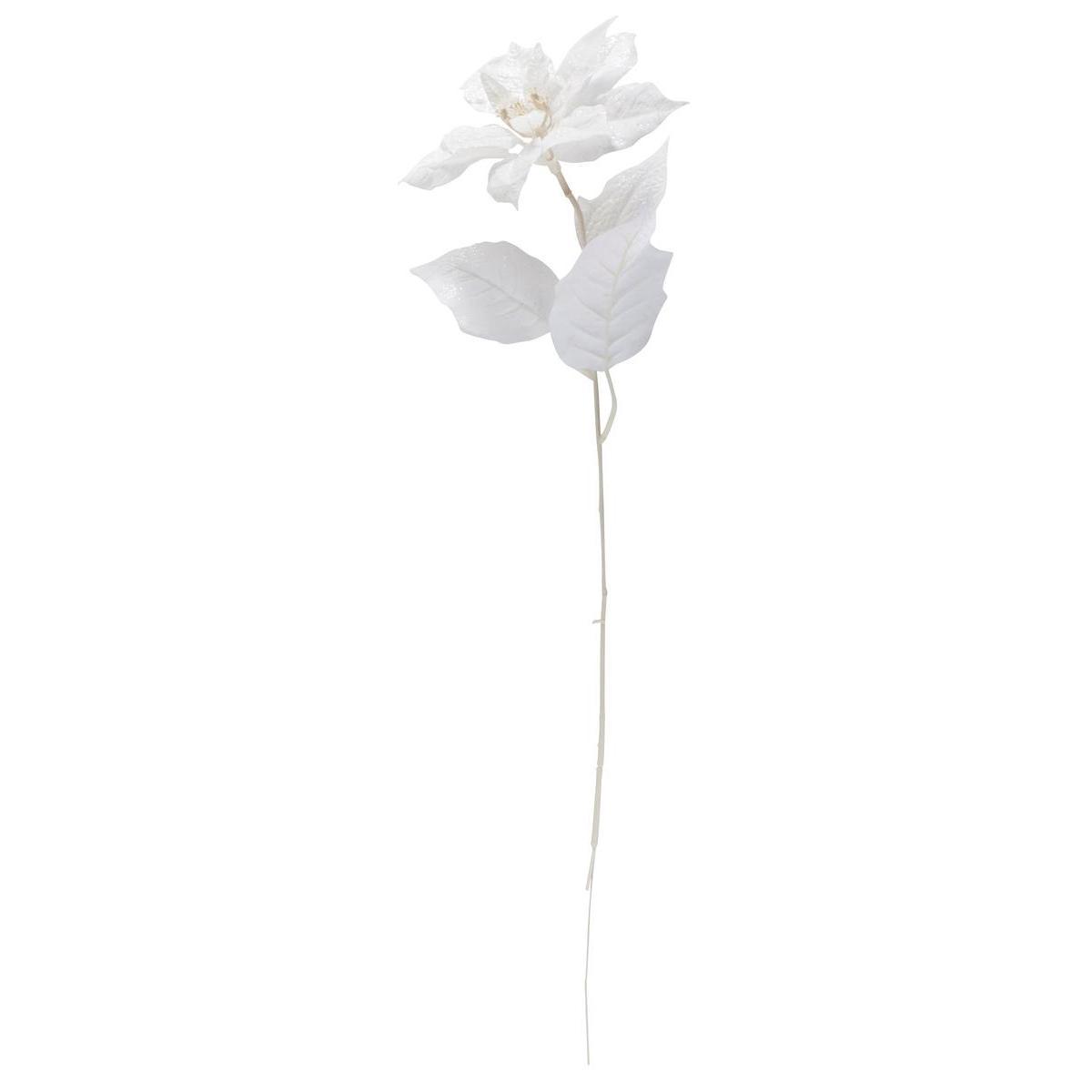 Tige fleur décorative - Carton, plastique et polyester - H 71 cm - Blanc