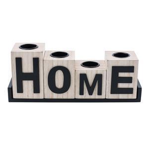 Photophore 'home' - Mdf - 31,5 x 9 x H 12 cm - Marron et noir