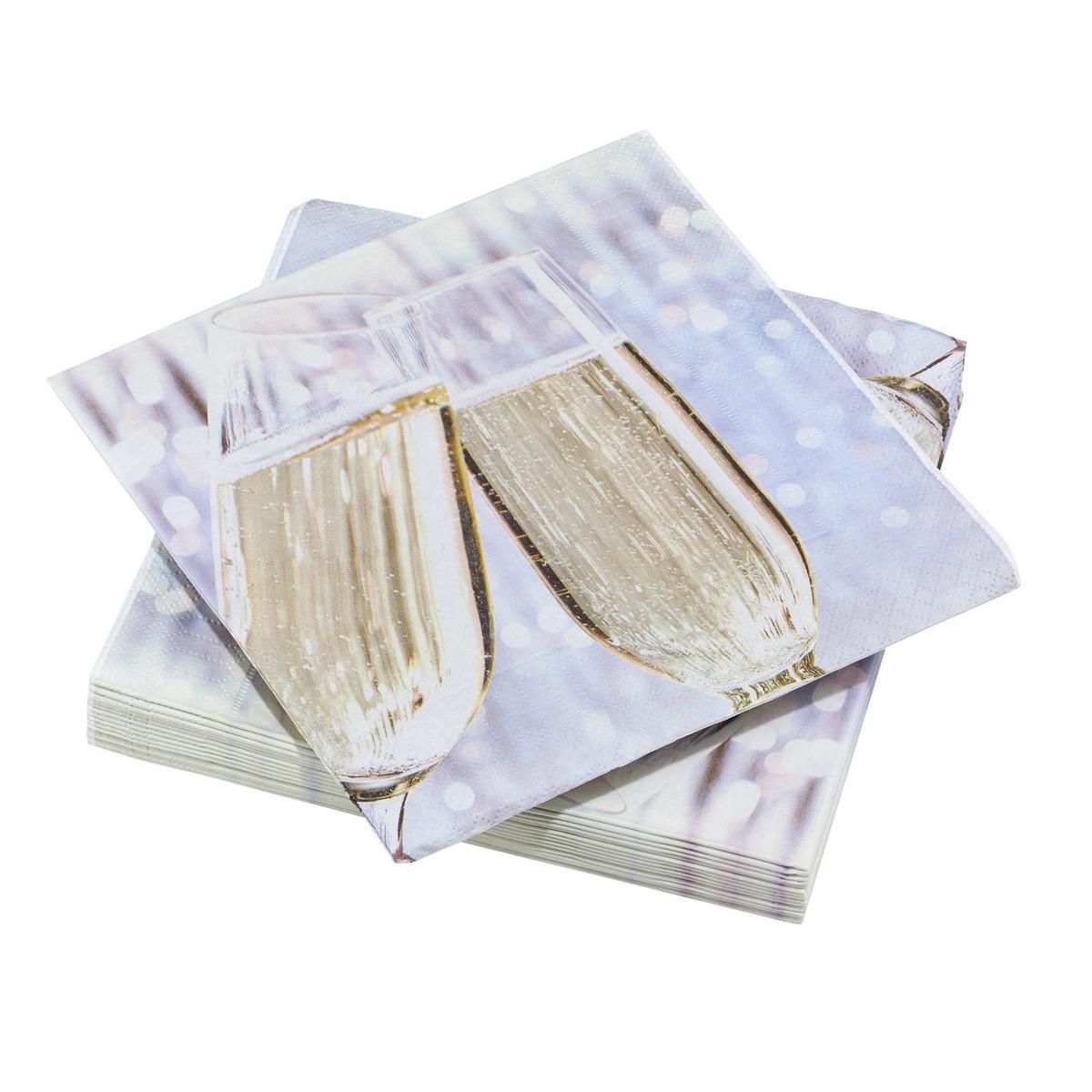 20 serviettes en papier flûtes à bulles