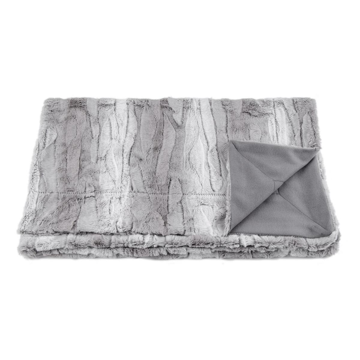 Plaid fausse fourrure - 100 % polyester - 130 x 160 cm - Gris