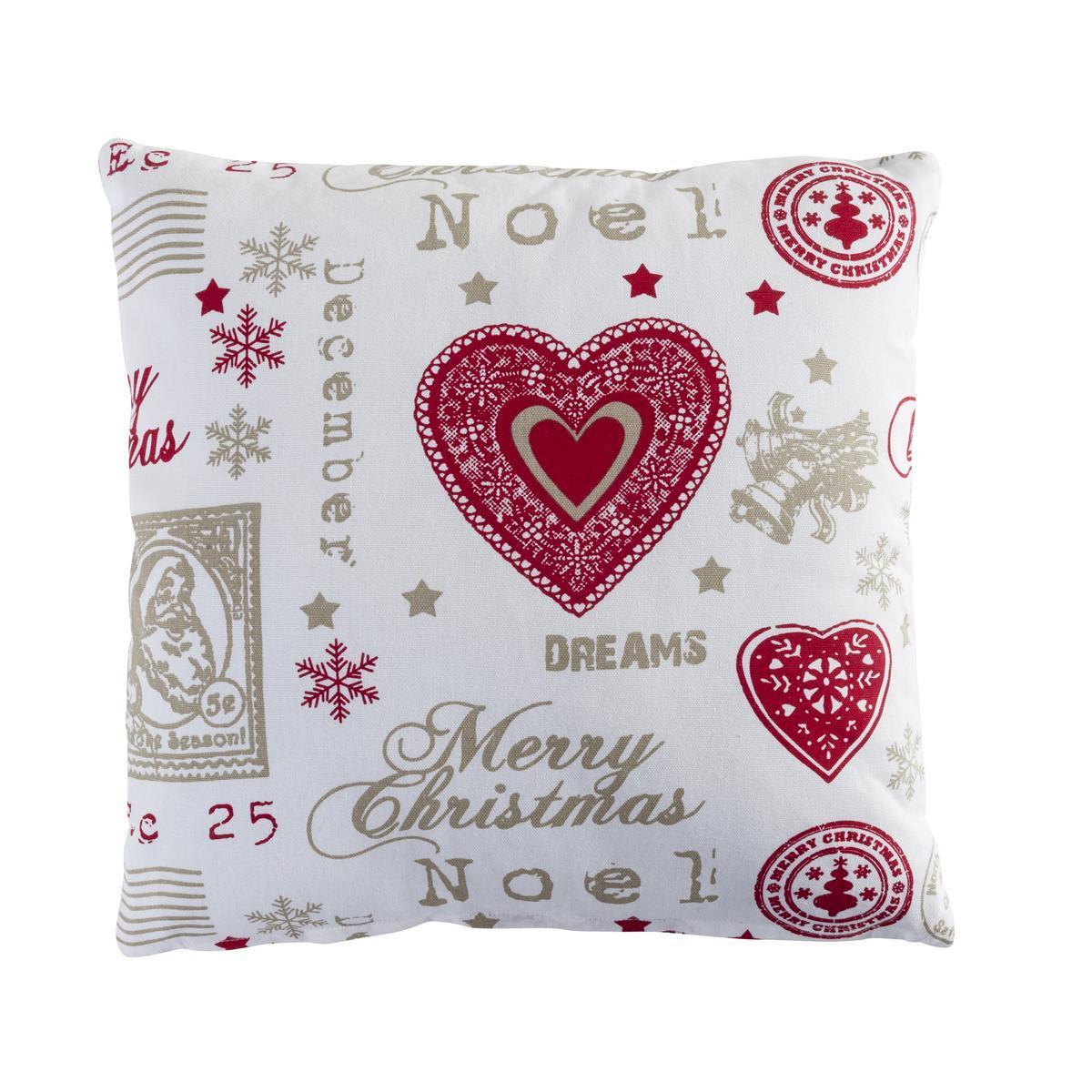 Coussin de Noël - 100 % coton - 40 x 40 cm - Multicolore