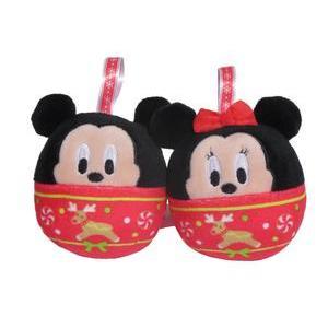 Boules de Noël Mickey et Minnie - Polyester - Ø 7 x H 8 cm - Multicolore