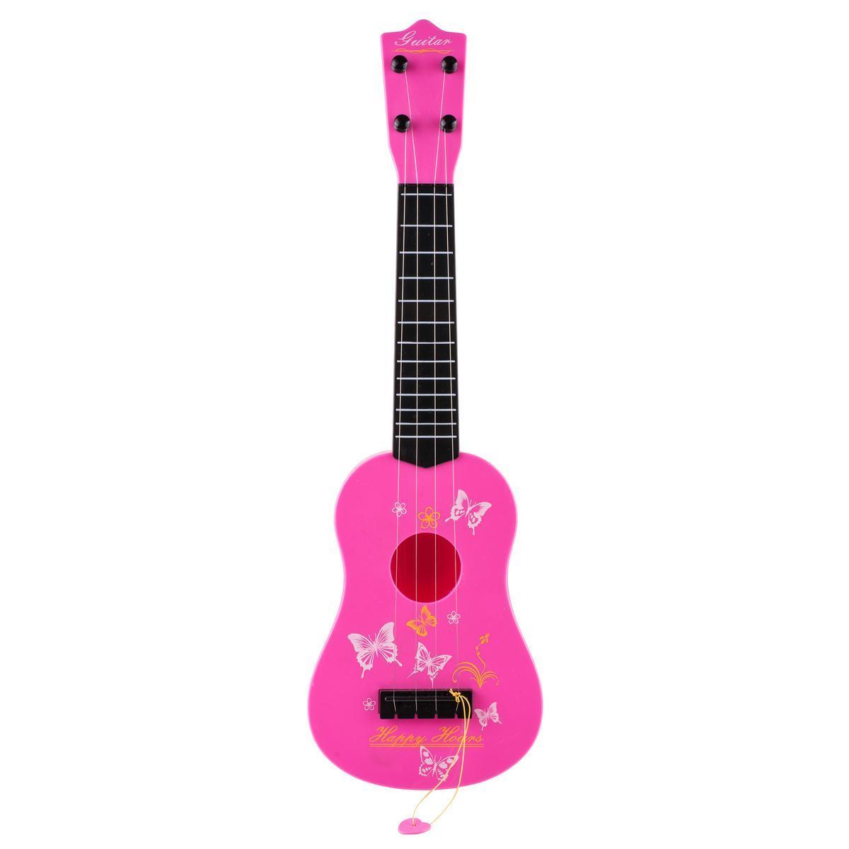 Guitare avec médiator - Plastique - 20 x 7,5 x H 59 cm - Rose ou bleu