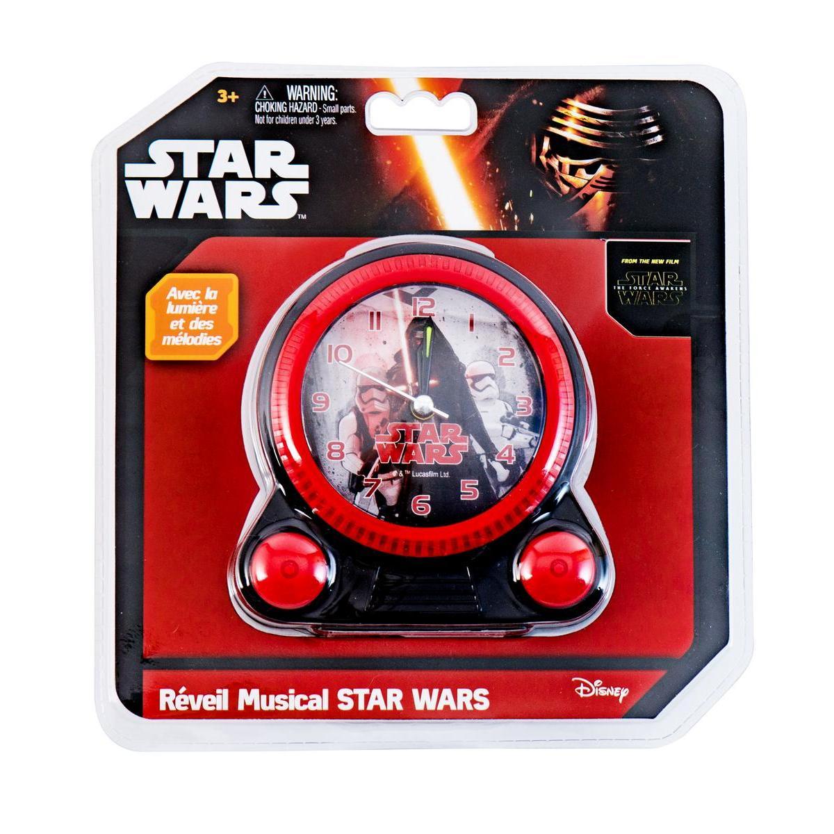 Réveil Star Wars son et lumière - Plastique - 10 x 6 x H 10 cm - Noir et rouge