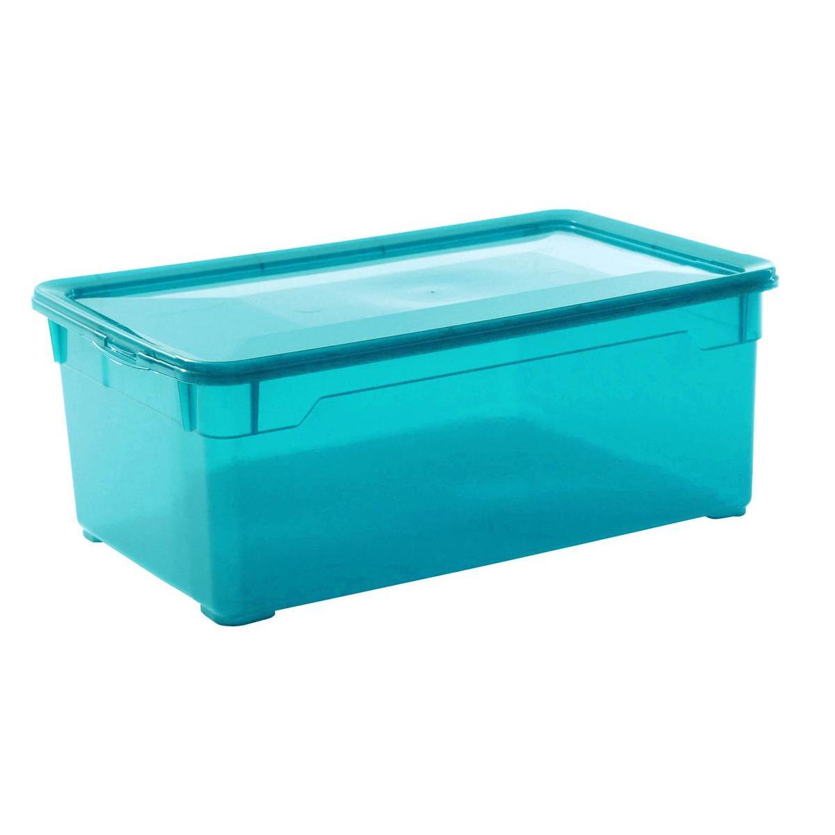 Boîte de rangement - Plastique - 33 x 19 x H 11 cm - Bleu