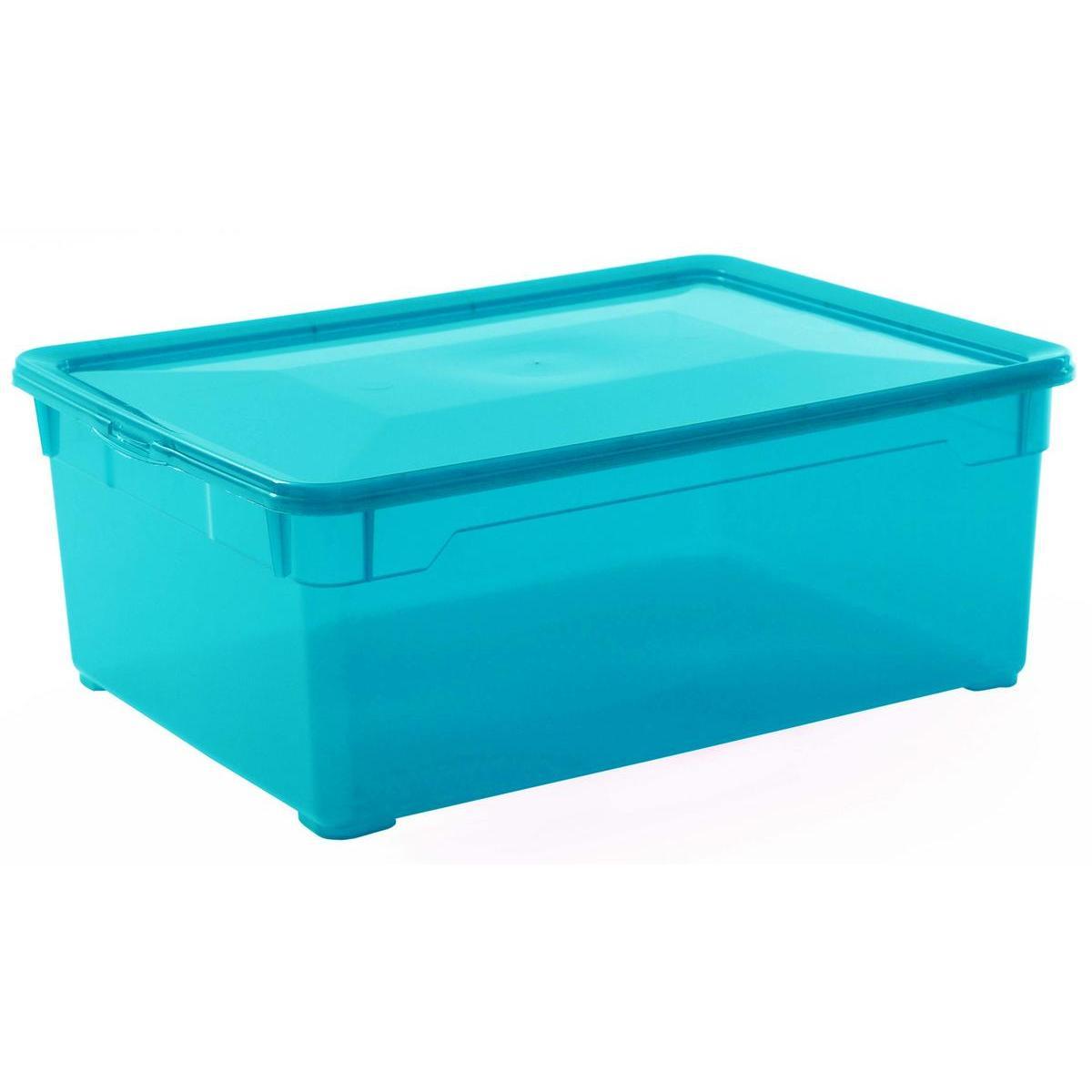 Boîte de rangement - Plastique - 36,5 x 26,5 x H 14 cm - Bleu