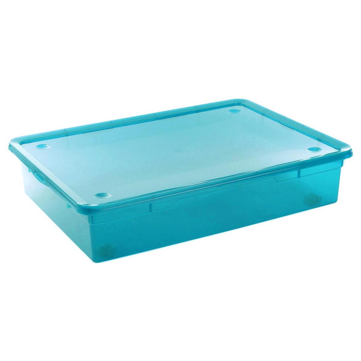 Boîte de rangement - Plastique - 77,5 x 56 x H 17 cm - Bleu