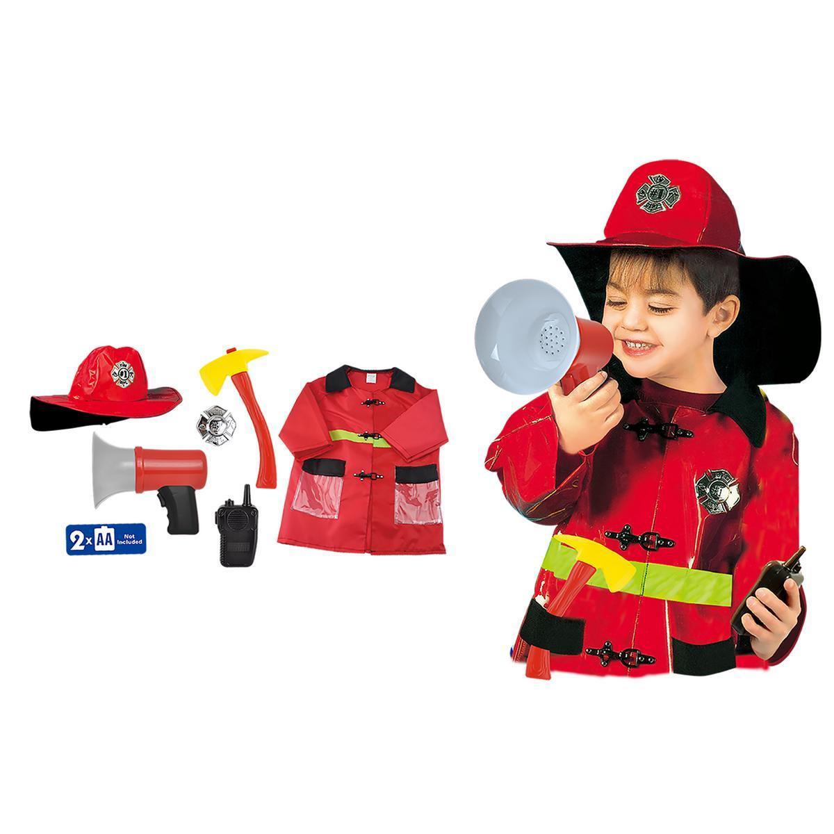 Déguisement de pompier + accessoires - Plastique et polypropylène - Taille unique - Jaune et rouge