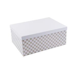 Boîte scandinave - Carton - 29 x 21 x H 12,5 cm - Blanc et doré