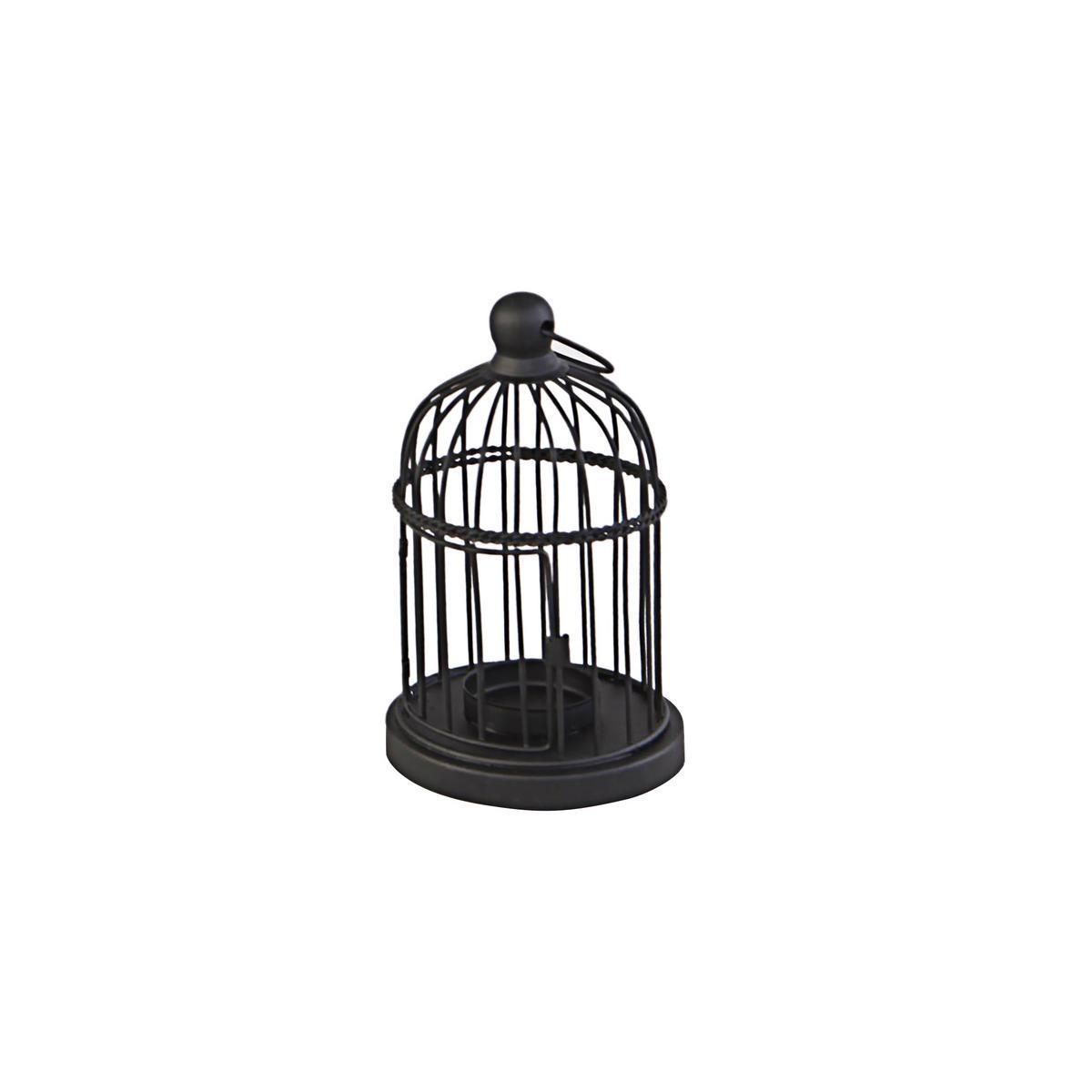 Lanterne cage à oiseaux - Acier - Ø 9,5 x H 15 cm - Noir