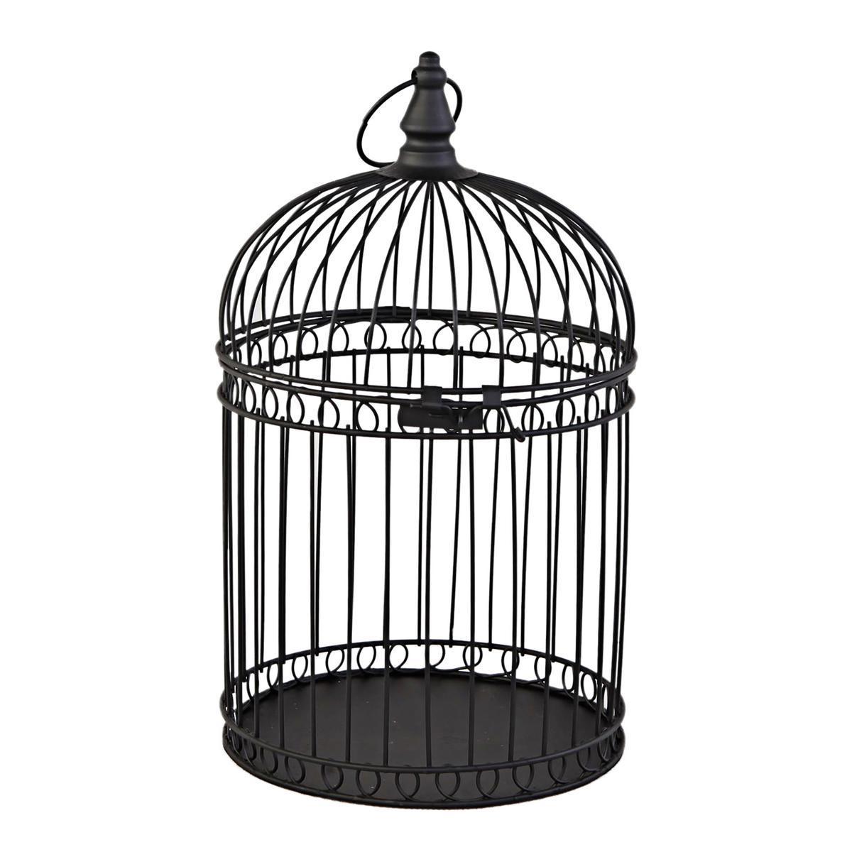Lanterne cage à oiseaux - Acier - Ø 20 x H 36,5 cm - Noir
