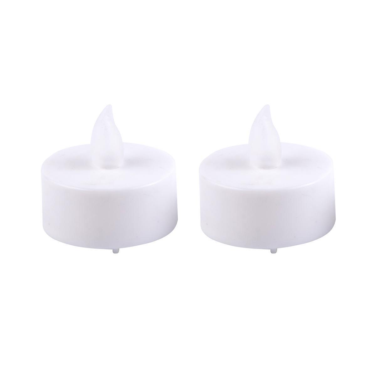 2 bougies LED - Plastique - 4 x 3,5 cm - Blanc