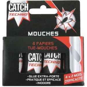 4 pièges à mouches - Papier glue - 9,7 x 2,3 x H 10,9 cm - Noir