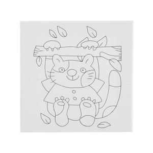 Kit pour enfant 2 toiles à peindre - Toile et gouache - 15 x 15 cm - Blanc
