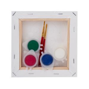 Kit pour enfant 2 toiles à peindre - Toile et gouache - 15 x 15 cm - Blanc