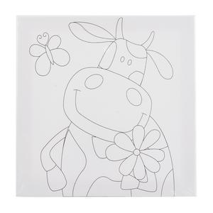 Kit pour enfant toile à peindre - Toile et gouache - 25 x 25 cm - Blanc