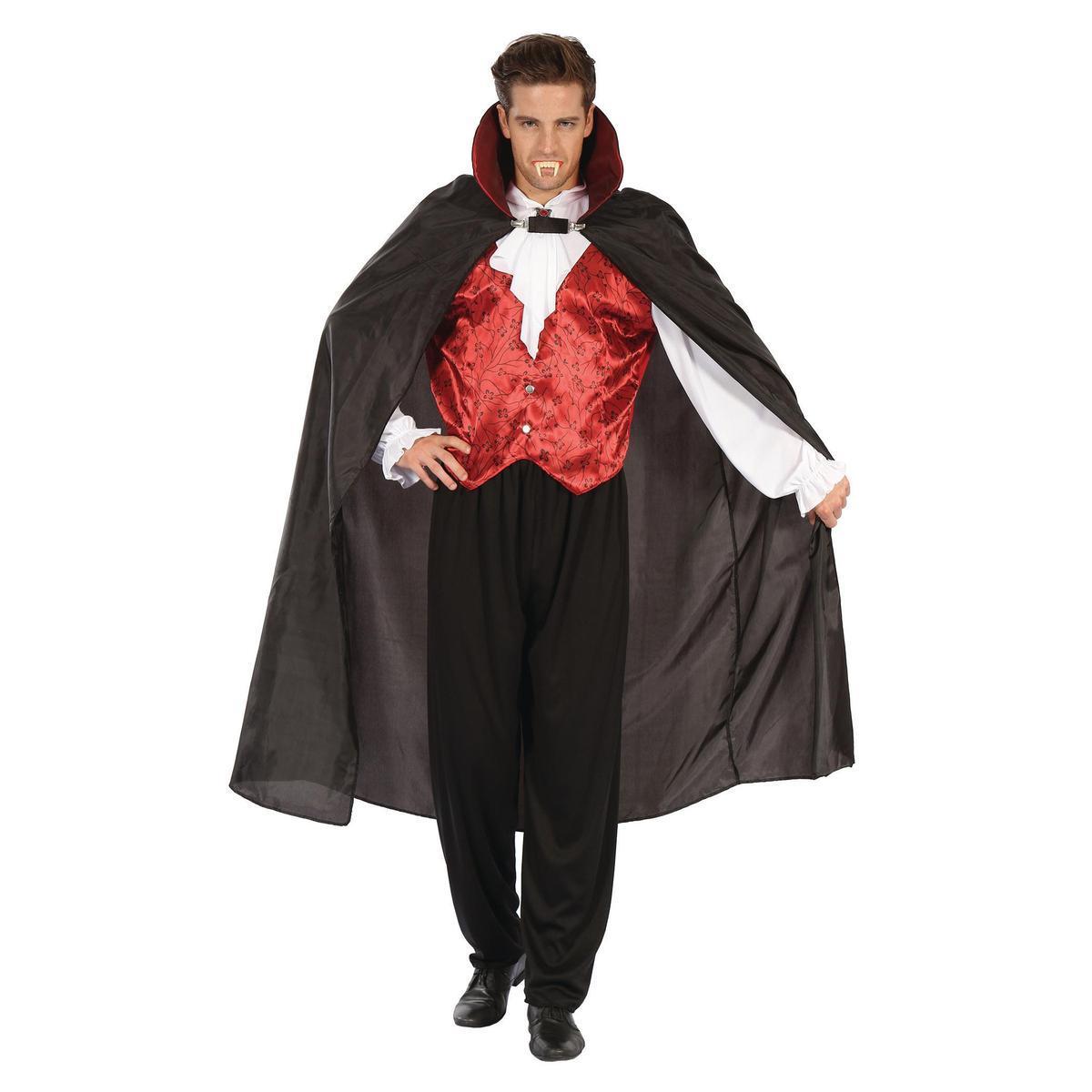 Déguisement de vampire gothique - 100 % Polyester - Noir et rouge - Taille unique