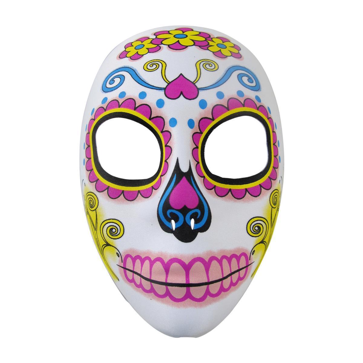 Masque Day of the Dead - 100 % Polyester - 16 x 8 x H 21 cm - Noir